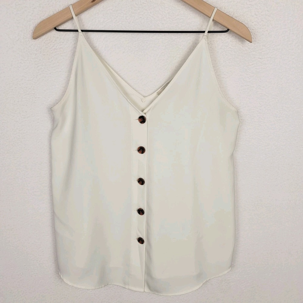 LOFT Outlet Ivory Button Front Cami XS V Neck Minimalist Chic